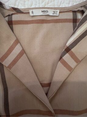 Women's Beige Mango Plaid midi dress size 2